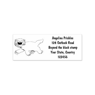 Funny hungry wolverine animal cartoon rubber stamp