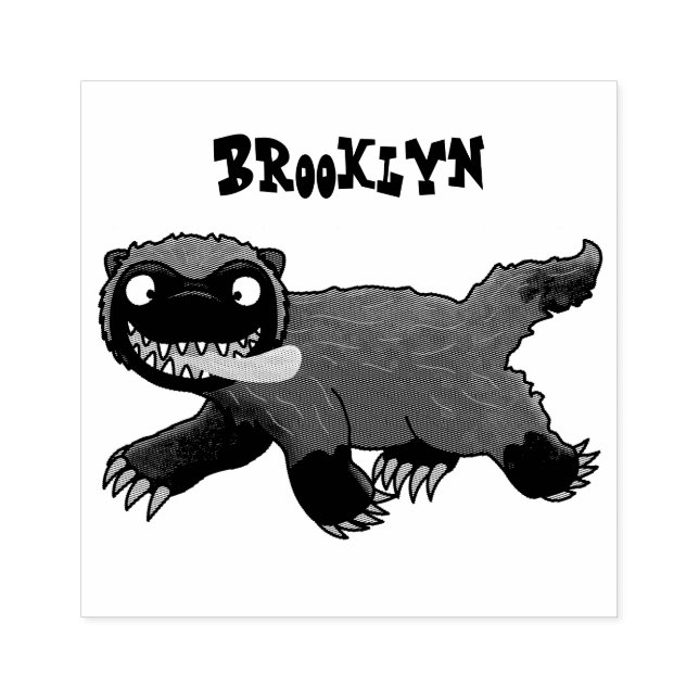 Funny hungry wolverine animal cartoon rubber stamp (Imprint)