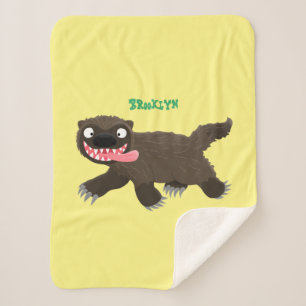 Funny hungry wolverine animal cartoon  sherpa blanket