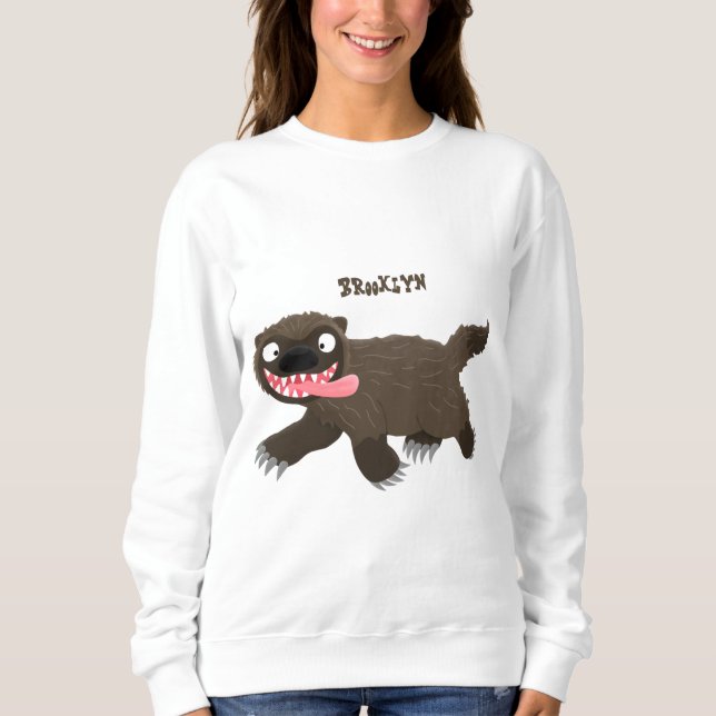 Funny hungry wolverine animal cartoon sweatshirt (Front)