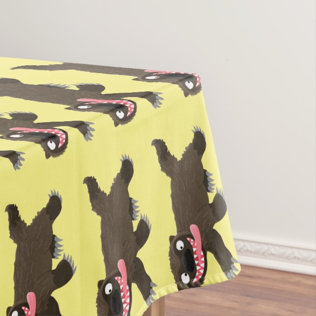 Funny hungry wolverine animal cartoon tablecloth (In Situ)
