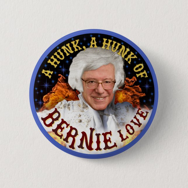 Funny Hunk of Bernie Love | Sanders President 2020 6 Cm Round Badge (Front)