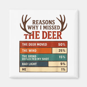 Funny Hunter Reasons Why I Missed The Deer Hunting Magnet