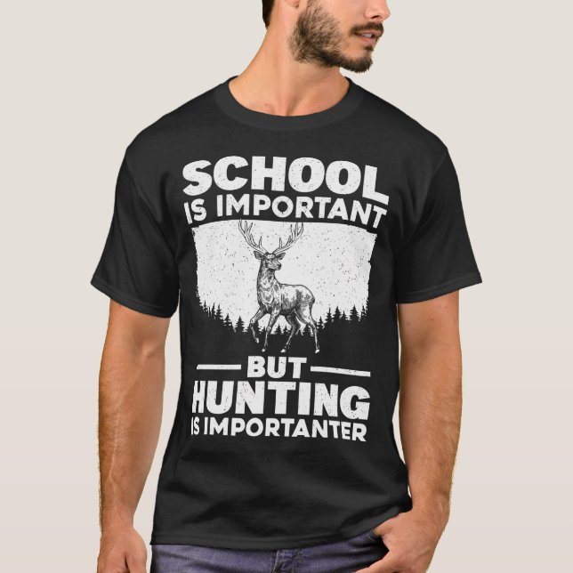 Funny Hunting Art For Boys Men Deer Hunter Wildlif T-Shirt (Front)