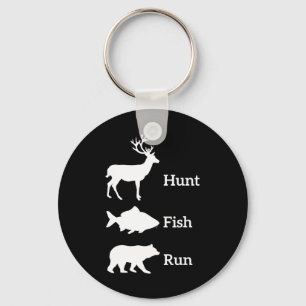 Funny Hunting Fishing Hunt Fish Run Bear Gift Key Ring
