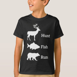 Funny Hunting Fishing Hunt Fish Run Bear Gift  T-Shirt