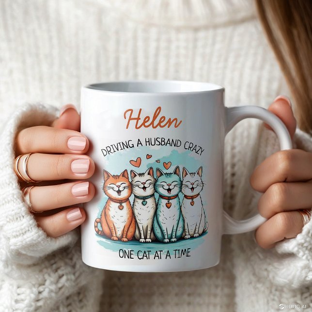 Funny Husband Cat Lady Personalised Coffee Mug (Creator Uploaded)