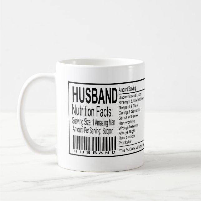 Funny Husband Nutrition Facts Coffee Mug (Left)