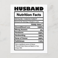 Funny Husband Nutrition Facts Jokes