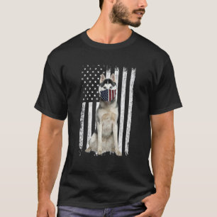 Funny Husky American Flag Patriotic Husky Dog 4th T-Shirt