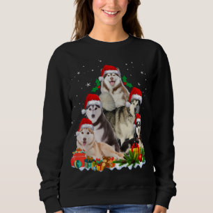 Funny Husky Dog Christmas Tree Cute Xmas Sweatshirt