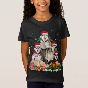 Funny Husky Dog Christmas Tree Cute Xmas T-Shirt