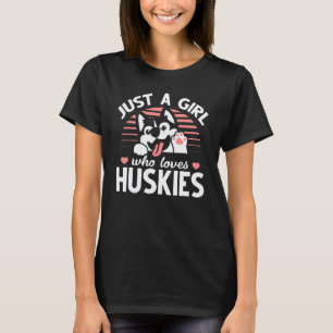 Funny Husky Dog Lover Women Girls Just A Girl Who T-Shirt
