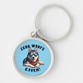Funny Husky Dog Sunglasses Zero Woofs Given Key Ring