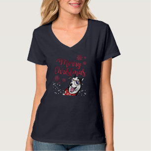 Funny Husky Dog Ugly Xmas Merry Christmas T-Shirt