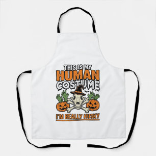 Funny Husky Human Costume Halloween Dog Shirt Desi Apron