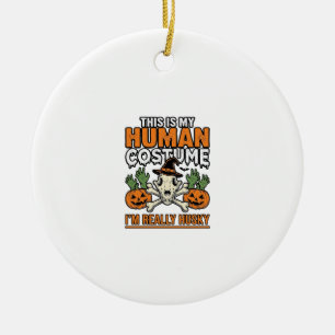 Funny Husky Human Costume Halloween Dog Shirt Desi Ceramic Tree Decoration