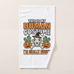 Funny Husky Human Costume Halloween Dog Shirt Desi Hand Towel