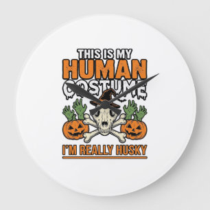 Funny Husky Human Costume Halloween Dog Shirt Desi Large Clock