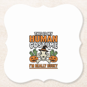 Funny Husky Human Costume Halloween Dog Shirt Desi Paper Coaster