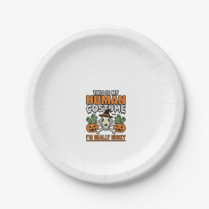 Funny Husky Human Costume Halloween Dog Shirt Desi Paper Plate