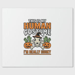 Funny Husky Human Costume Halloween Dog Shirt Desi Wrapping Paper