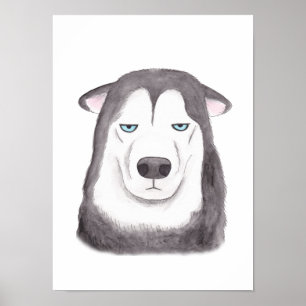 Funny Husky Poster Husky Dog Print Funny Dog face