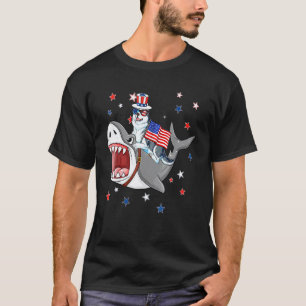 Funny Husky Shark 4th Of July Dog Mom Dad Puppy T-Shirt