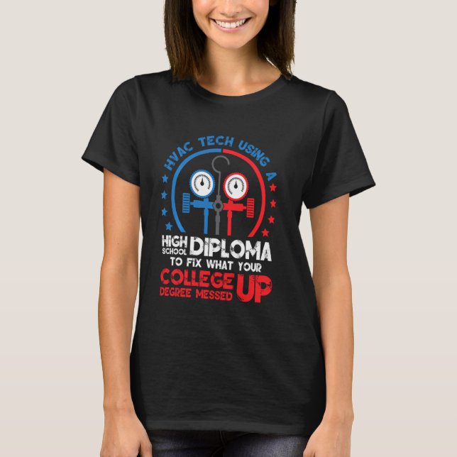 Funny Hvac Tech Distressed Apparel Ac Technician T-Shirt (Front)