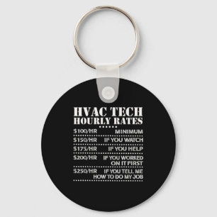 Funny Hvac Tech Hourly Rate Chart Men Women  Key Ring