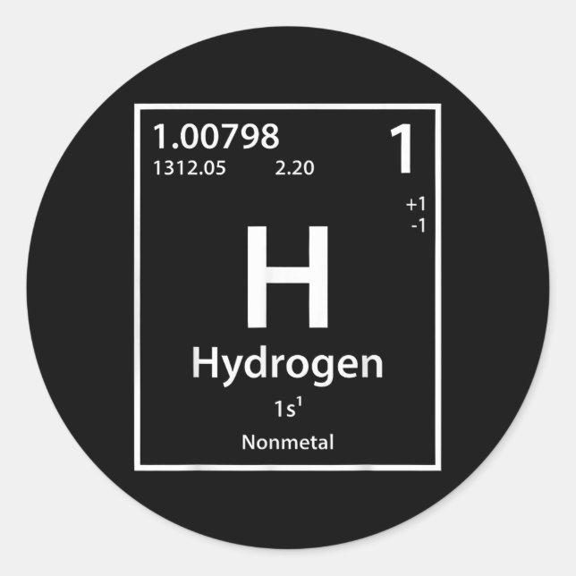 Funny Hydrogen Chemical Element Periodic Table  Classic Round Sticker (Front)