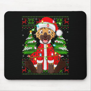 Funny Hyena Christmas Lights Santa Costume Ugly Xm Mouse Pad