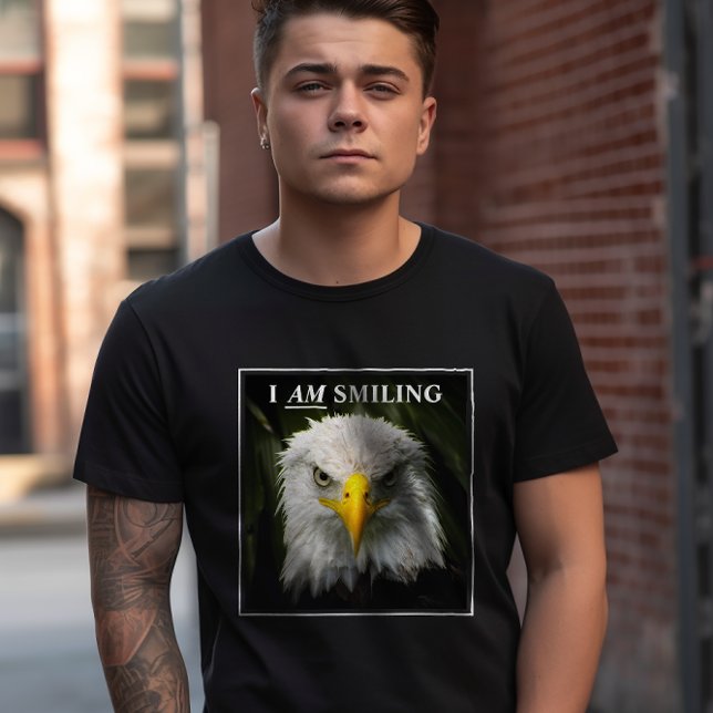 Funny I Am Smiling Grumpy Eagle Photo T-Shirt (Creator Uploaded)
