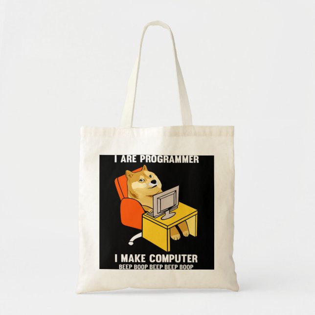 Funny I Are Programmer Programming Coding Nerd Shi Tote Bag (Front)