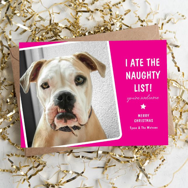 Funny I ate the Naughty List Cute Dog  Holiday Card (Creator Uploaded)