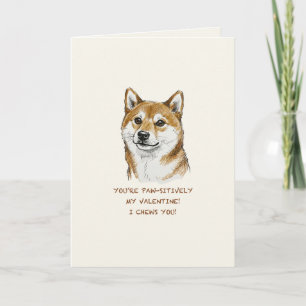 Funny "I Chews You" Shiba Inu Valentine's Day Art Card