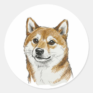 Funny "I Chews You" Shiba Inu Valentine's Day Art Classic Round Sticker