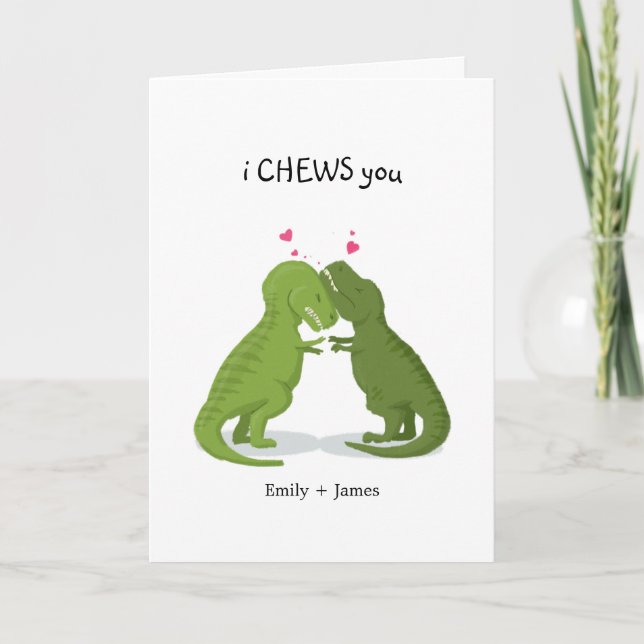funny i chose you dinosaur valentine/ anniversary holiday card (Front)