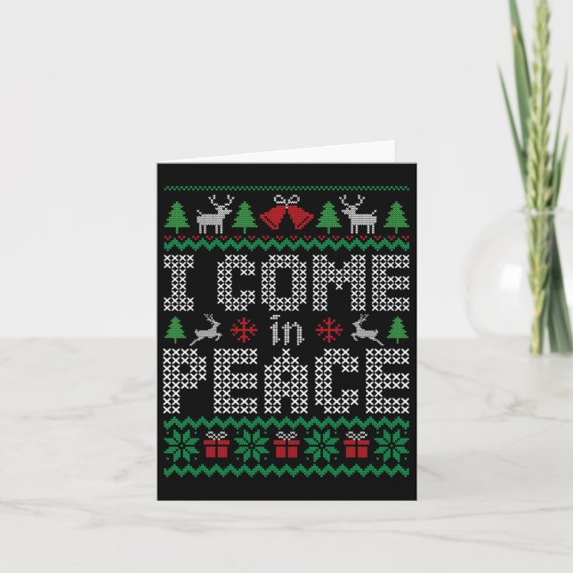Funny I Come In Peace Couple Matching Ugly Christm Card (Front)