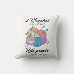 Funny I Crochet Save A Life Yarn Art Cushion