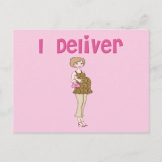 Funny I Deliver Pregnancy Announcement Postcard