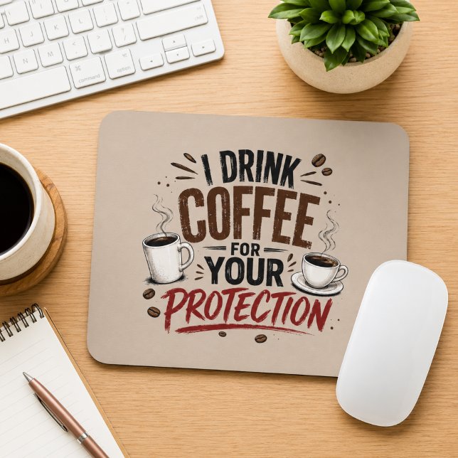 Funny I Drink Coffee for Your Protection Mouse Pad (Creator Uploaded)