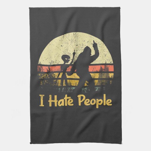 funny i hate people  tea towel (Vertical)