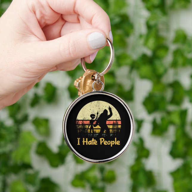funny i hate people womens tshirts key ring (Hand)