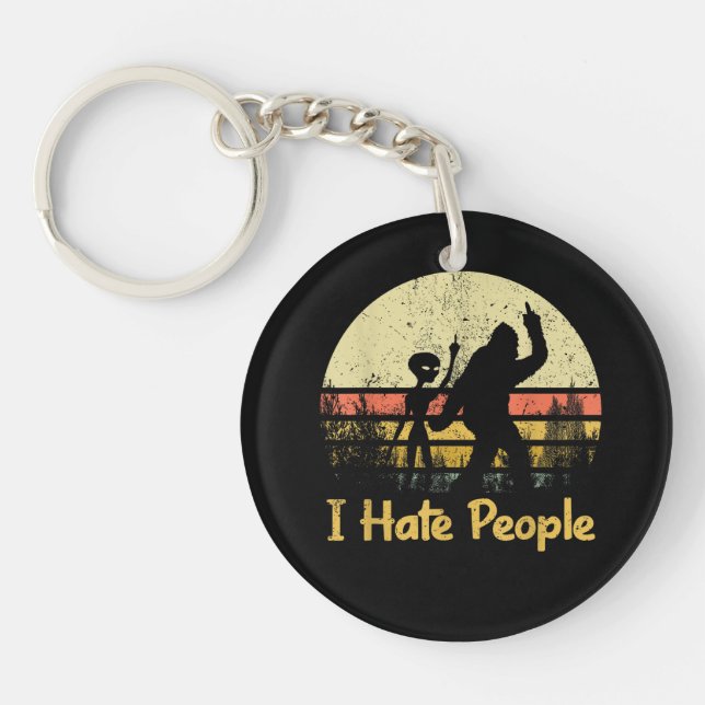 funny i hate people womens tshirts key ring (Front)