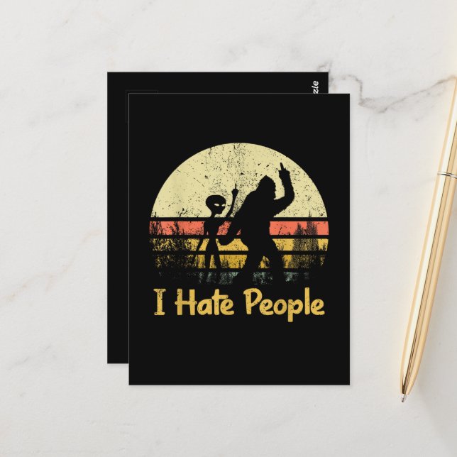 funny i hate people womens tshirts postcard (Front/Back In Situ)