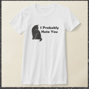 Funny I Hate You Introvert Black Cat T-Shirt