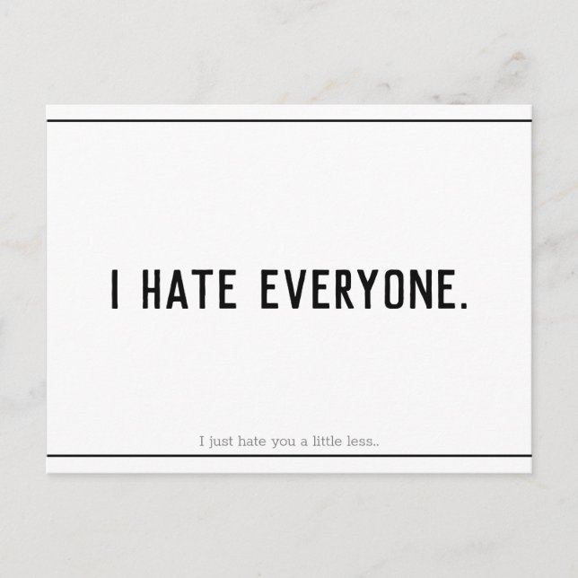 Funny I Hate You Valentines Postcard (Front)