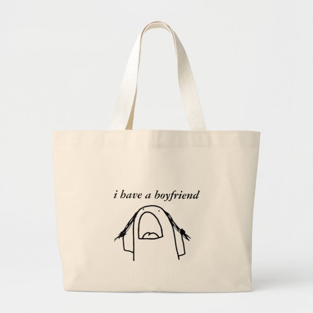 Funny I Have a Boyfriend Tote Bag Cute Minima Girl (Front)