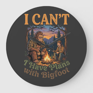 Funny I Have Plans With Bigfoot Camping & Hiking Large Clock